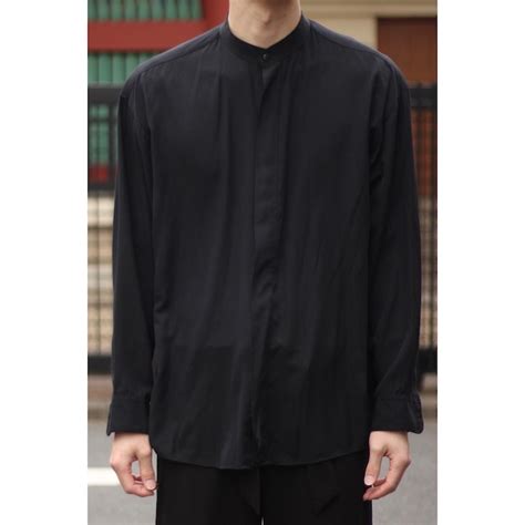 【FIFTY-FIFTY】DOMANI "toromi" fly front band collar shirt -8885- | cv