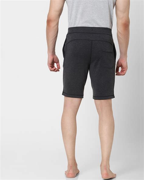 Buy Men Black Mid Rise Logo Print Sweatshorts Online
