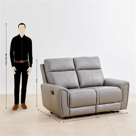 Buy Eddison Half Leather 2-Seater Recliner - Grey from Home Centre at ...