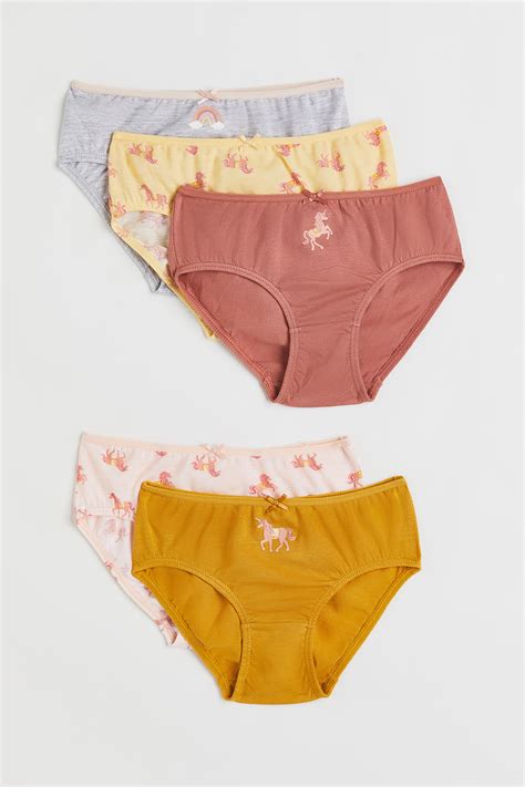 5-pack cotton briefs - Mustard yellow/Unicorn - Kids | H&M IN