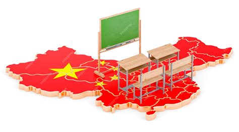 Premium Photo | Education in China concept School desks and blackboard ...