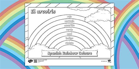Spanish: Rainbow Colours Colouring Sheet (teacher made)