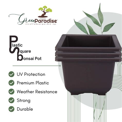 Green Paradise® Bonsai Pots Plastic Bonsai Training Pots (Square )(pur ...