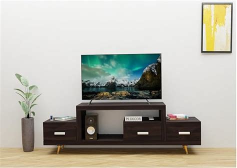 PS DECOR Solid SHEESHAM Wood TV Entertainment Unit/Cabinet for Living ...