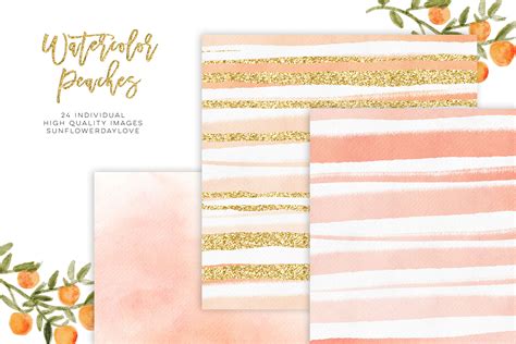 Watercolor Peach Clip Art, Peach leaves Clipart By Sunflower Day Love ...