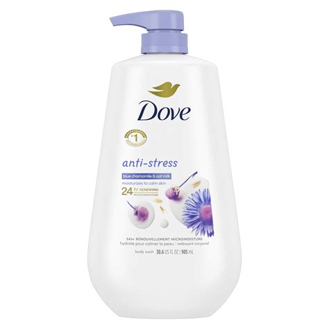 Dove Anti-Stress Moisturizing Women's Liquid Body Wash Blue Chamomile ...