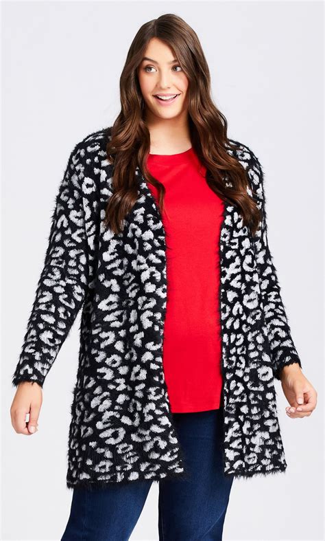 Aveology Women's Plus Size Emmeline Animal Print Relaxes Fit Coatigan ...