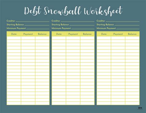 Debt Snowball Worksheet Printable - King Printables