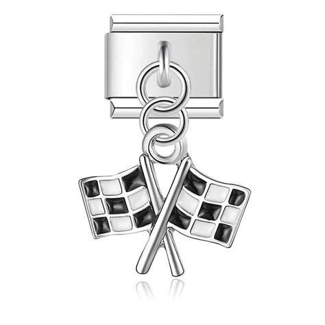 Double Racing Flags, on Silver – ShopWorth