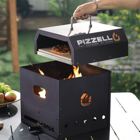 PIZZELLO Outdoor Wood Fired Pizza Oven for Grill, 2-Layer Outdoor Pizza ...
