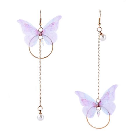 Buy Yellow Chimes Earrings For Women White Butterfly Attached Dangle ...