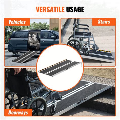 VEVOR Portable Wheelchair Ramp 152cm, Non-Slip Aluminum Folding ...