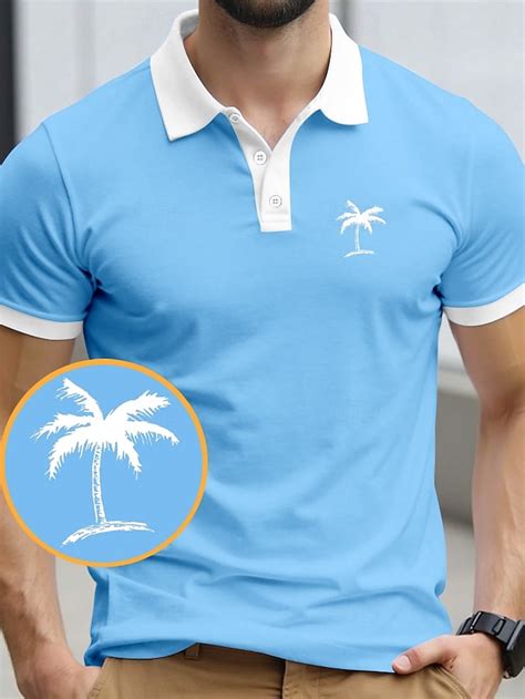 Hombre Palmera Polo Manga Corta Camisas de polo Camisas con cuello ...