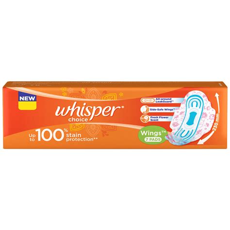 Whisper Choice Sanitary Pads - With Fresh Flower Scent, Protects From ...