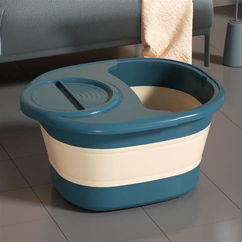 SPOORYYO Foldable Foot Bath Bucket With Handle And Lid Relax Anywhere ...
