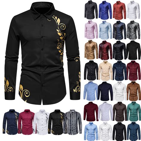 Mens Dress Shirts Casual Solid Color Long Sleeve Shirts Lightweight ...