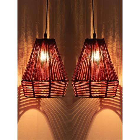 Buy ExclusiveLane Jute Sensations Handwoven Pyramidal Hanging Pendant ...