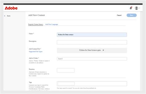 Content library | Adobe Learning Manager