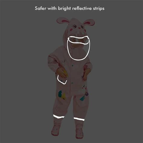 Baby Pink Rabbit Theme All Over Jumpsuit / Playsuit Raincoat for Kids ...