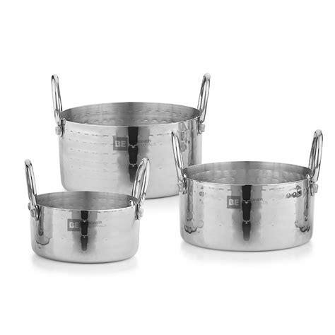 Buy Bergner BE Bergner Essentials Stainless Steel Mini Hammered 3 Pcs ...