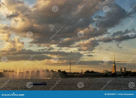 Sunset Over St. Petersburg, Russia Stock Image - Image of evening ...