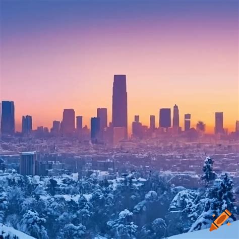 Los angeles skyline covered in snow on Craiyon