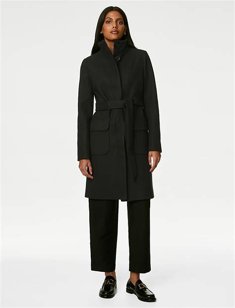 Buy Belted Funnel Neck Trench Coat at Marks & Spencer