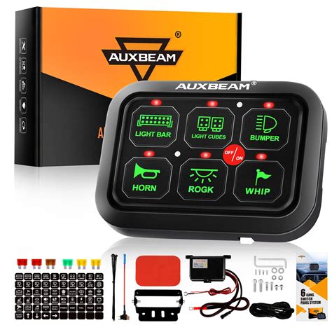 Buy Auxbeam 6 Gang Switch Panel GC60, Universal Circuit Control Relay ...