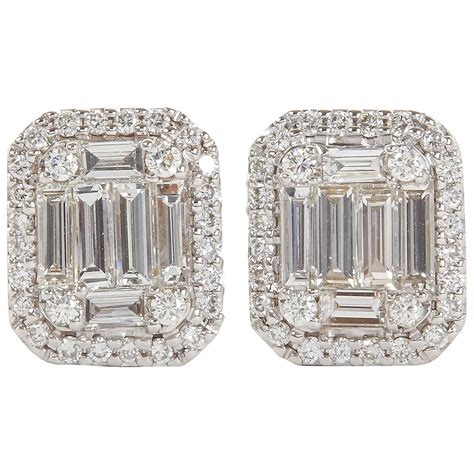 Emerald Cut Diamond Illusion Stud Earrings at 1stDibs | emerald cut ...