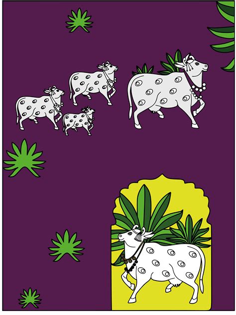 Cow With Grass Pichwai DIY Canvas Base for Painting– Hobby Decor Pvt Ltd