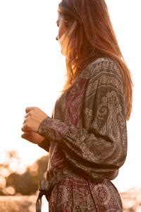 Buy Maroon Silk Crepe Printed Shirt Dress For Women by Kartikeya India ...