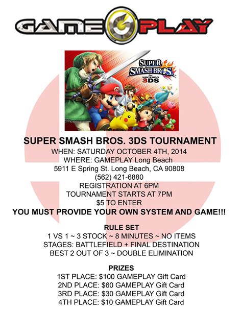 [10/04] Super Smash Bros. 3DS Tournament at GamePlay Long Beach, CA : r ...