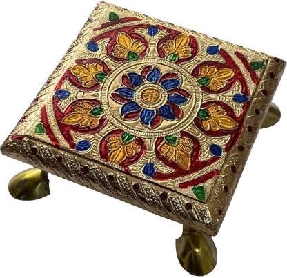 Tinax 10X10 Colouring Puja Patla Multi Use Handcrafted Pooja Table ...