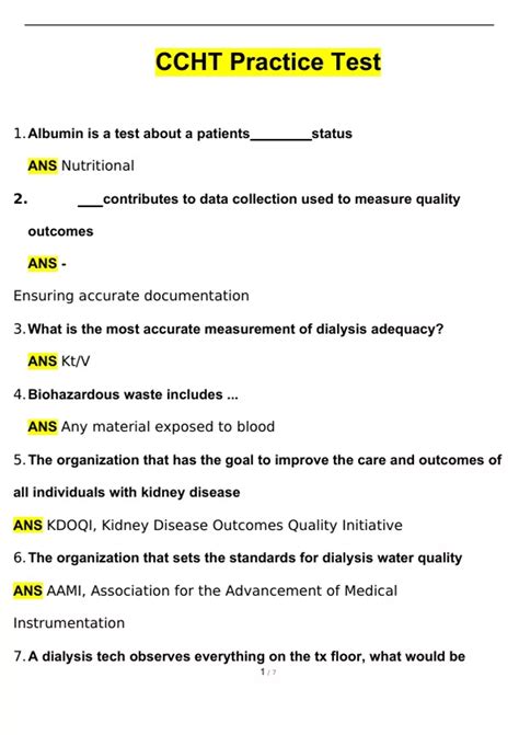 CCHT Practice Test (QUESTIONS WITH 100% CORRECT ANSWERS ) (2024 / 2025 ...