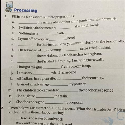 Fill ups with suitable table prepositions - Brainly.in
