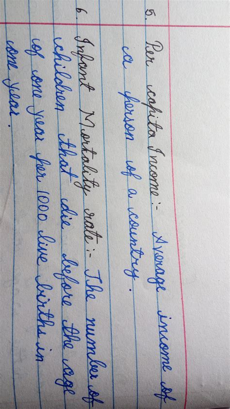 define per capita income in infant mortality rate and literacy rate ...