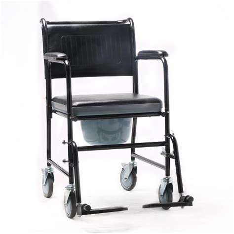 Wheeled Commode Chair with Flip-Down Armrest & Detachable Footrest ...