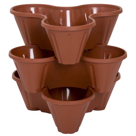 Buy Stacking Flower Pot Tower- Space Saving Set of 3 Indoor Outdoor ...
