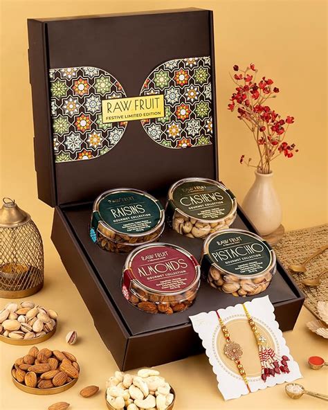 HyperFoods® Rakhi Gift for Brother with Dry Fruits Pack of 4 Cashews ...