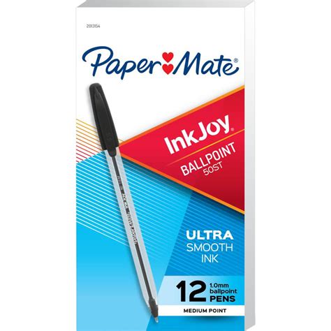 Paper Mate InkJoy 50ST Ballpoint Pen, Medium Point, Black Ink, Dozen ...