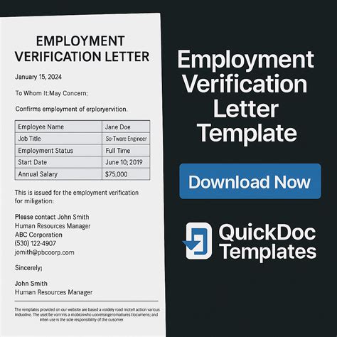 Employment Verification Letter Template – Editable Proof of Employment Document - Quick and Easy!