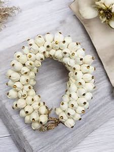 StayBuy™ Hair Bun Mogra Flower Gajra for Women in White With Golden ...