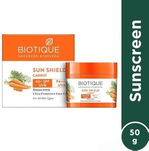 BIOTIQUE Sunscreen - SPF 50 PA+ Bio Carrot 40+ SPF UVA/UVB Sunscreen ...
