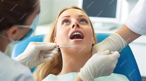 Premium AI Image | CloseUp Perspective of Dentist Inspecting Female ...
