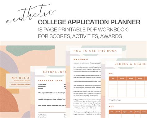 College Application Planner 18 Page PDF Printable for High School ...