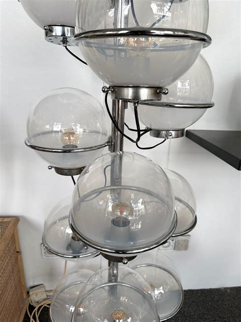 Large Floor Lamp Metal and White Smoke Glass Globe by Candle, Italy ...