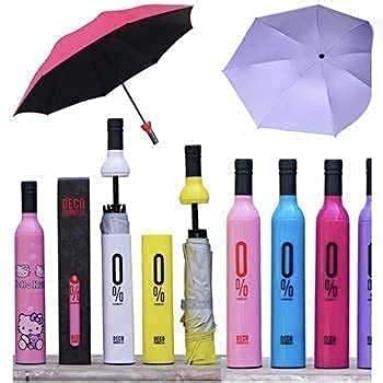 VGMAX 110 cm Travel Folding Portable Bottle Umbrella (Multicolor-Pack ...