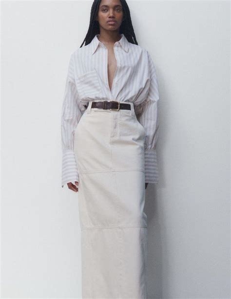 long denim skirt korean fashion
