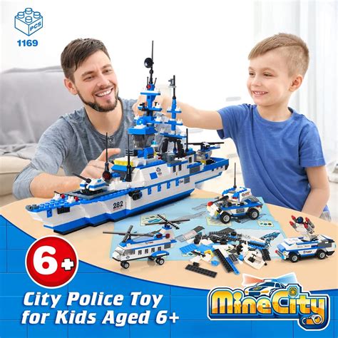Buy 1169 Pieces City Police Station Building Kit, 6 in 1 Military ...