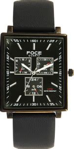 Foce F722GBL-BLACK FOCE Multifunction Black Watch Dial Leather Strap ...